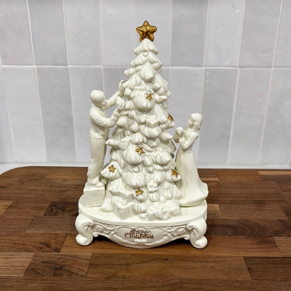 Dillards Trimmings Musical White Christmas Tree Figurine